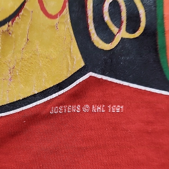 Vintage Chicago Blackhawks 1991 Red Short Sleeve Tee Nhl - Picture 3 of 8